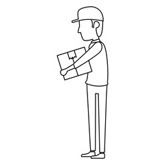 delivery worker lifting box character