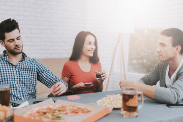 Obraz premium Young Smiling People Have Fun on Party at Home.