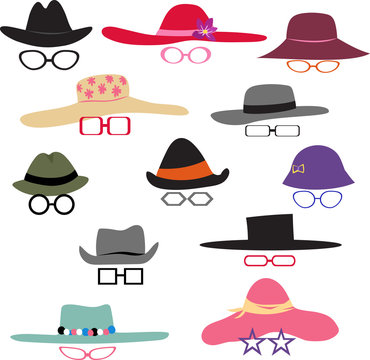 hats with glasses set