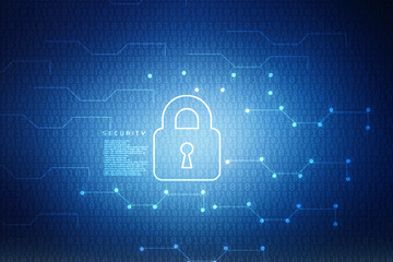 2d illustration Safety concept: Closed Padlock on digital background