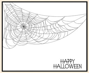 Halloween. Сobweb on white background in frame