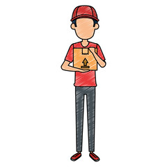 delivery worker lifting box character