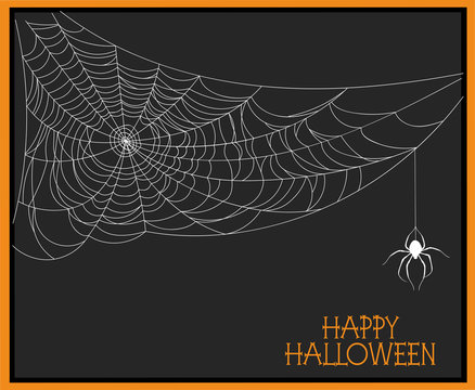 Halloween. Сobwebs on black background in frame