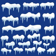 Set of snow and icicle illustrations. Design element for poster, card, banner, flyer, decor. - obrazy, fototapety, plakaty