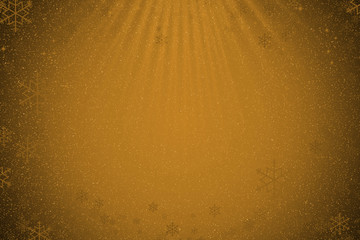 Abstract golden Xmas background with snow, snowflakes and light gradient effect for winter season and Christmas day concept