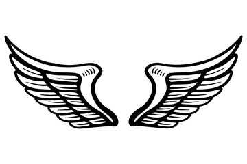 Hand drawn eagle wings illustration isolated on white background. Design element for poster, card, banner, sign, emblem, t shirt.