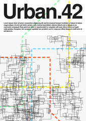 Conceptual image of urban communication grid. Modern geometric vector illustration. Simple schematic abstract city plan. Template for a poster. Element of design.