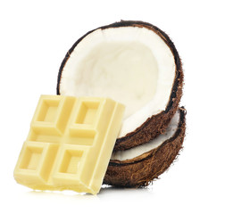 White chocolate and broken coconut