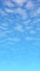 Cumulus white clouds in the clear blue sky in the morning. Blue sky background with white clouds. 3D illustration