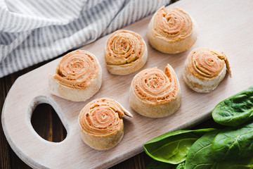 Homemade rolls with vegan wheat pate