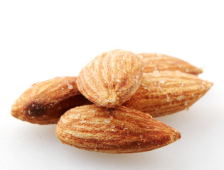 Almond Nuts Isolated On White.