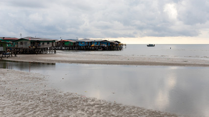 Coastal Village Sea Low Tide Landscape Poverty Dilapidated Homes