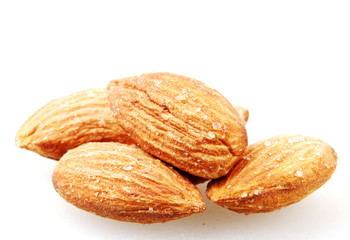Almond Nuts Isolated On White.
