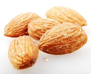 Almond Nuts Isolated On White.