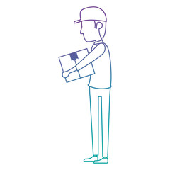 delivery worker lifting box character
