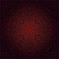 Brown Red Flower wallpaper vector design background in trendy fashion vintage mandala style