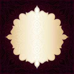 Dark Brown Red wallpaper vector invitation mandala design background with gold copy space