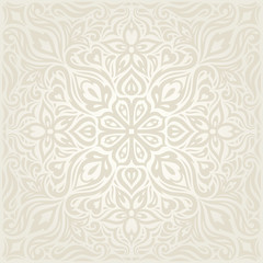 Wedding Floral decorative vintage Background Ecru Bege pale Flowers wallpaper pattern mandala design