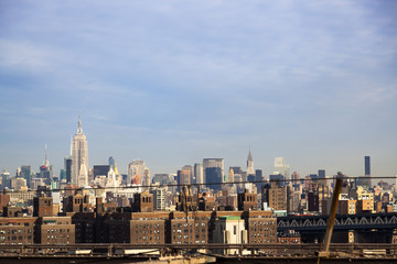 Fototapeta na wymiar Manhatten Skyline from Brooklyn Bridge, New York City