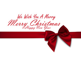 Merry Christmas and Happy New Year. Ribbon and bow.