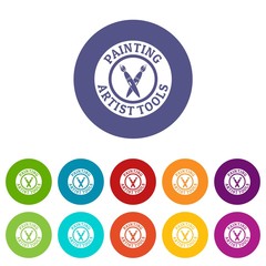 Painting tool brush icons color set vector for any web design on white background