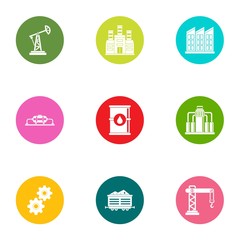 Oil king icons set. Flat set of 9 oil king vector icons for web isolated on white background