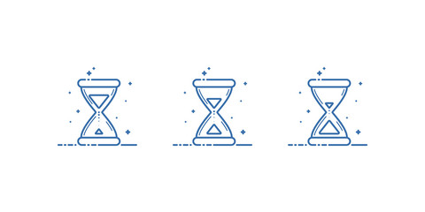 Set of hourglass. Vector illustration. Flat linear design.