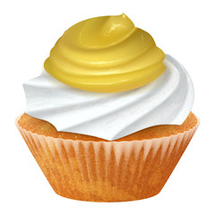 Vector realistic cupcake, muffins with cream. 3d icon stock illustartion