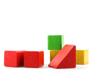 Wooden blocks isolated on white background.