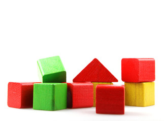 Wooden blocks isolated on white background.