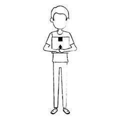 delivery worker lifting box character