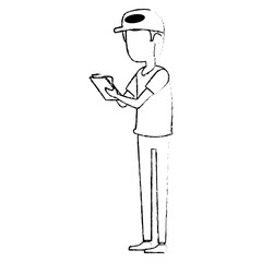 delivery worker with checklist