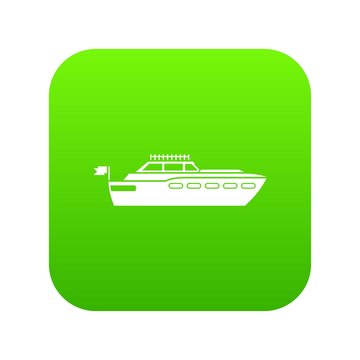 Big yacht icon digital green for any design isolated on white vector illustration