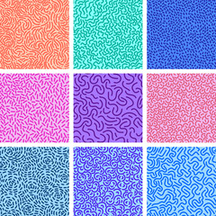 Seamless organic rounded lines patterns collection. Vector illustration