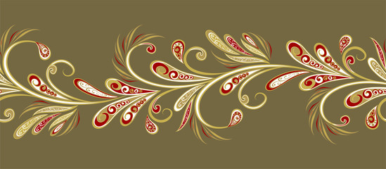 Seamless vintage borders. Traditional East style, ornamental floral elements. Ornamental floral elements for design card, invitation, brochure, book, magazine.