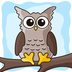 Illustration of cute owl on the tree