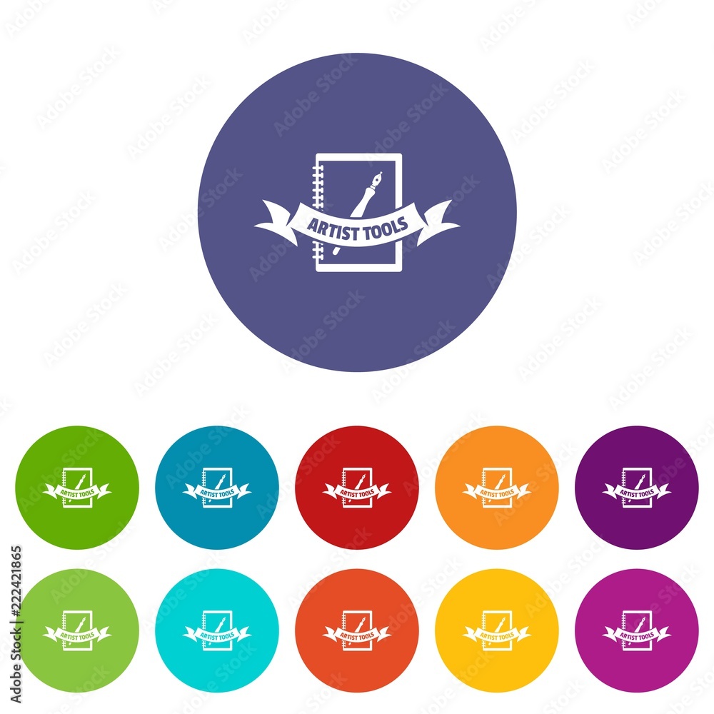 Poster artwork icons color set vector for any web design on white background