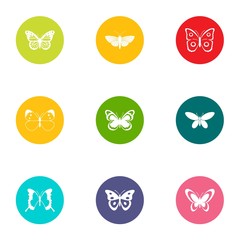Insects flying icons set. Flat set of 9 insects flyingvector icons for web isolated on white background