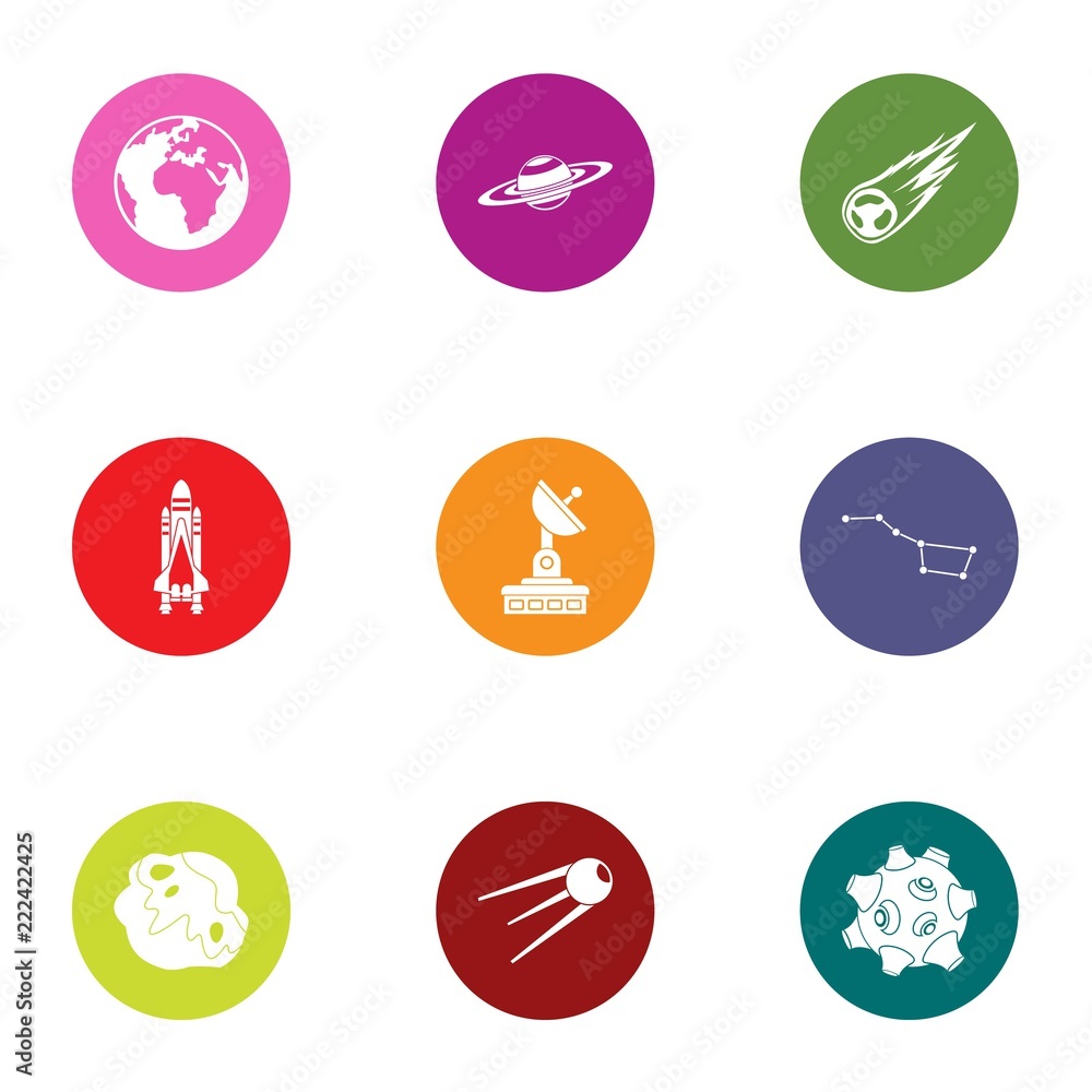 Poster satellite field icons set. flat set of 9 satellite field icons for web isolated on white background
