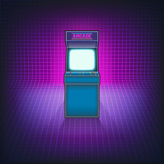 Retro arcade game machine. Vector illustration.