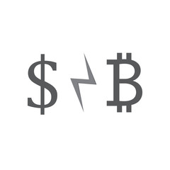 dollar and bitcoin crysis vector desing illustration