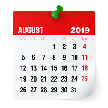 August 2019 - Calendar.
