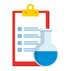 laboratory tube test flask and checklist