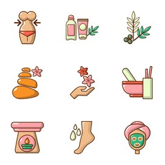 Sorority icons set. Cartoon set of 9 sorority vector icons for web isolated on white background