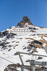 Fototapeta premium Skilifts in a snowy scene in Gressoney