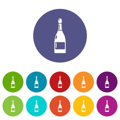 Champagne icons color set vector for any web design on white background