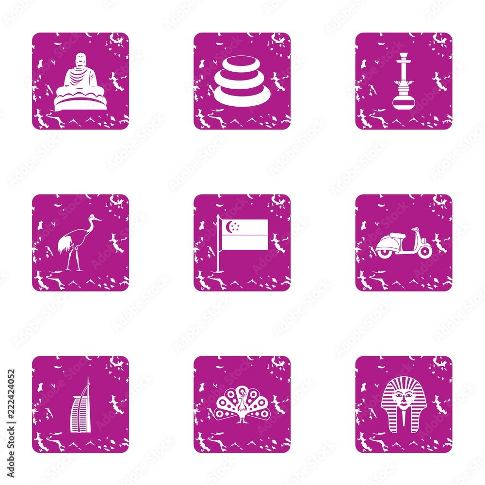 Poster immemorial icons set. grunge set of 9 immemorial vector icons for web isolated on white background