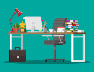 Office desk with computer