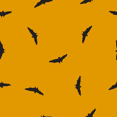 Seamless pattern black Bat on yellow, vector eps 10