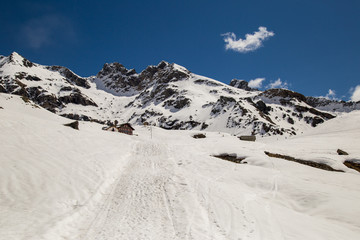Snow-covered peak in Gressoney
